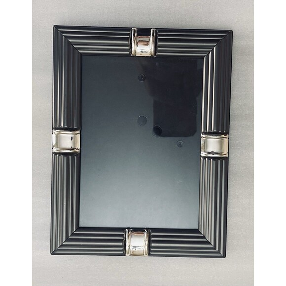Art Deco Picture Frame Silver Tone Accents 8.5"x6.5" for 4.5"x6.5" Photo - Picture 1 of 8